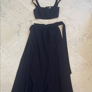 Reformation Black Wrap Maxi Skirt Set size 2